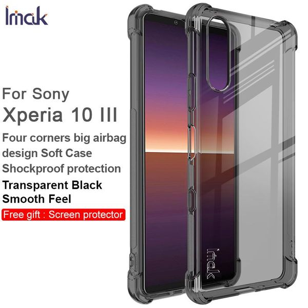 

cell phone pouches for sony xperia 10 iii tpu cover imak soft silicone shockproof protect by airbag corner back