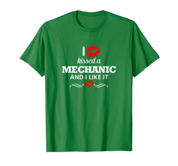

i kissed a mechanic engineer and i like it t-shirt, White;black