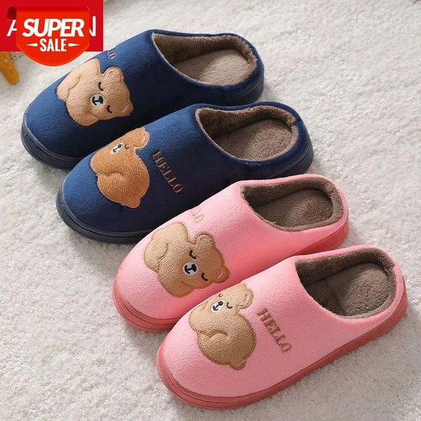 

asifn cute bears fur slippers home winter men women slippers thickening soles indoor wooden floor cotton cartoon platform shoes #wo1e, Black
