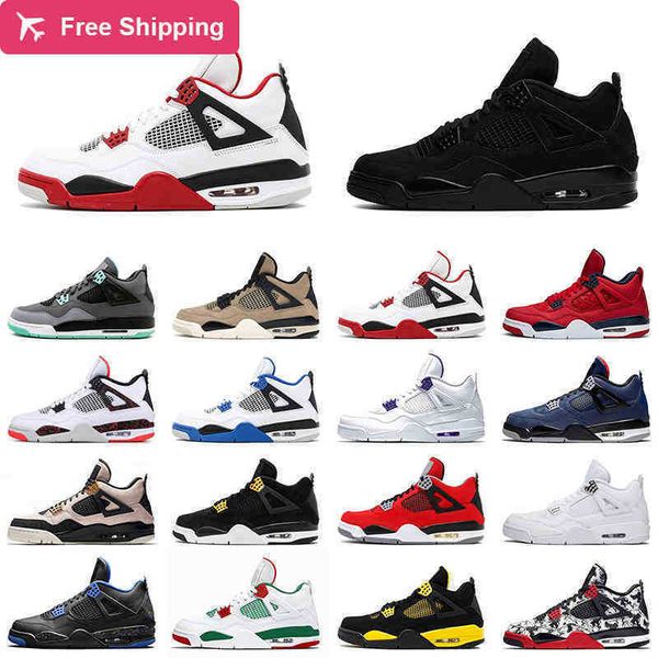 

{with box}4s men basketball shoes 4 black cat fire red university blue sail bred the mens sport sneakers size 5.5-13