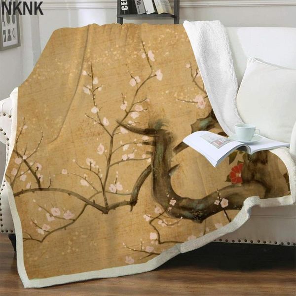 

blankets nknk cherry blossoms blanket romantic bedding throw love for beds painting plush sherpa animal