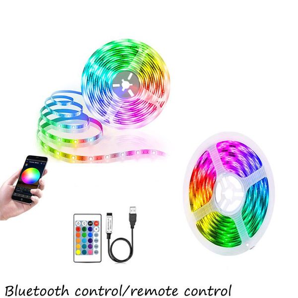 

1m-5m rgb led music strip lights bluetooth wireless app controlled light infrared control tv background decor strips