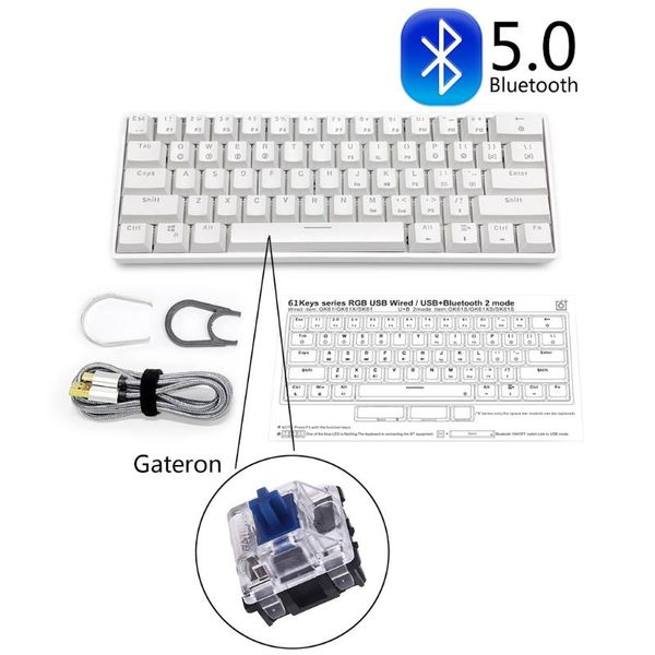 

keyboards mechanical gaming keyboard 61 keys bt 5.0 16 million color rgb led backlit programmable for pc/mac gamer gateron optical .