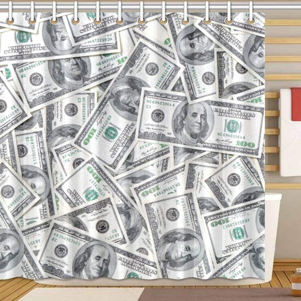 

dollar bills shower curtain bathroom sets, novelty bath decoration polyester curtain 72 x 72 inches