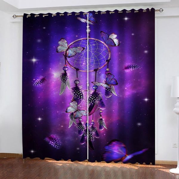 

curtain & drapes personalized feather 3d printing pattern bedroom living room shading set with hook accessories