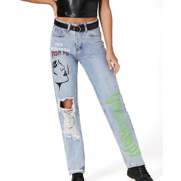 

women's jeans women casual stretchy straight denim pants high waisted slim fit trousers, Blue