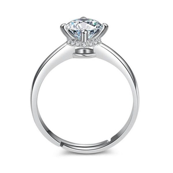 

wedding rings 925 jewelry women silver engagement 6mm crystal resizable, Slivery;golden