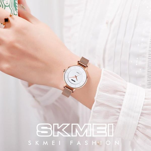 

wristwatches 2021 skmei luxury rose gold women quartz watch ladies dress steel wristband waterproof female gift clock relogio feminino, Slivery;brown