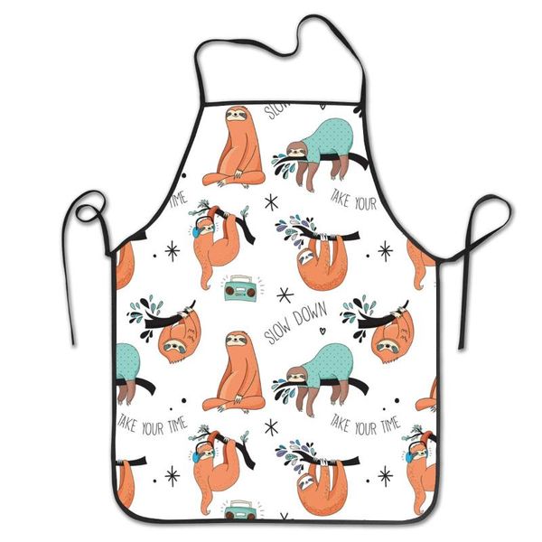 

aprons cute sloth adjustable bib apron - washable cooking kitchen for chef