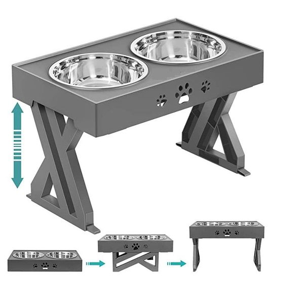 

dog bowls & feeders elevated double non-slip adjustable height cat food water feeder suitable for all small medium and large pet