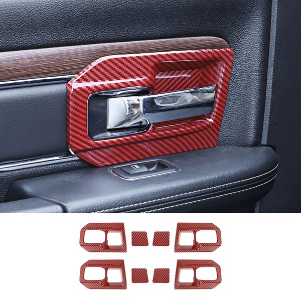 

red carbon fiber inner door bowl handle cover trim for dodge ram 1500 11-17