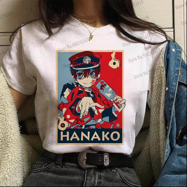 

japanese anime women toilet bound hanako kun t shirt kawaii jibaku shounen cute cooler mokke fashion graphic top, White