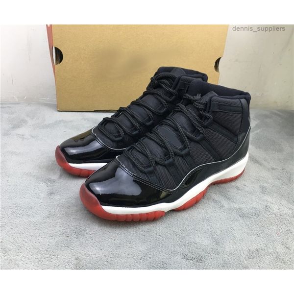 

jumpman 11 playoffs bred mens basketball shoes black white red high 11s xi sports sneakers size 36-47