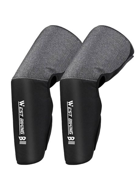 

pair knee warmer adjustable waterproof leg protector for winter outdoor cycling reflective logo warm cover elbow & pads, Black;gray