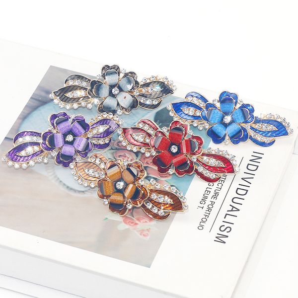 

flower hairpin rhinestone spring clip women's hairpin, Golden;silver