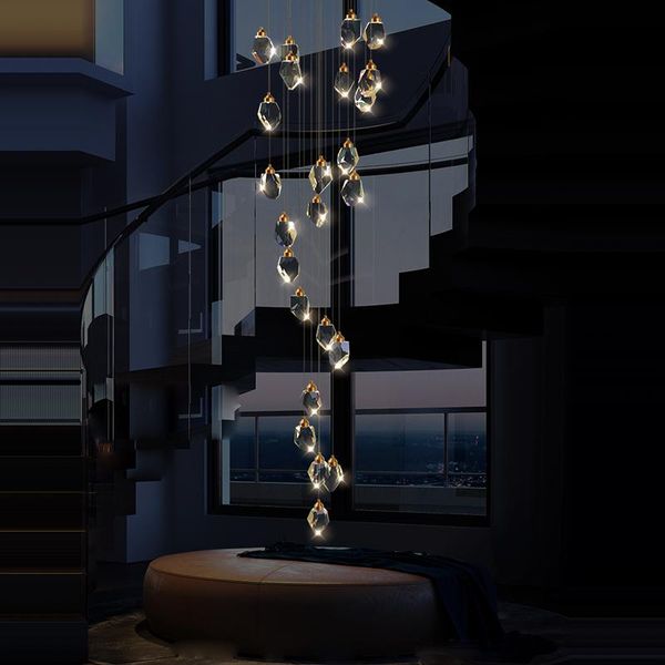 

chandeliers led luxury crystal stone designer chandelier lighting lustre hanging lamps suspension luminaire lampen for staincase