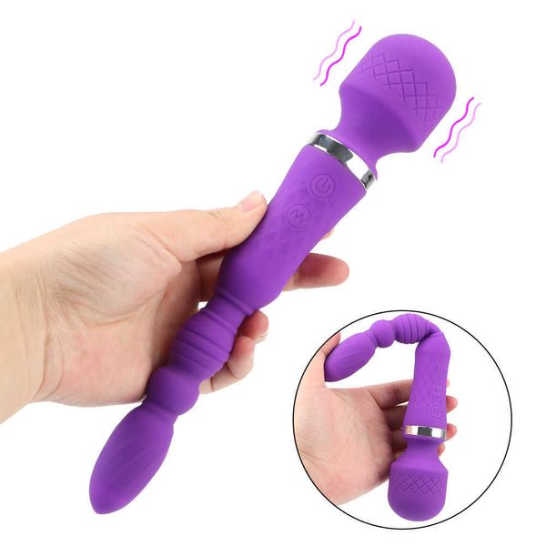 Articoli per massaggi Bacchetta magica 2 in 1 Plug anale Masturbatore femminile Lesbiche 10 modalità Vibratore Macchina erotica Giocattoli sexy per donne Prodotti per adulti