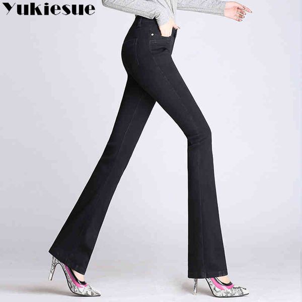 

plus size skinny jeans woman brand jeans high waist flare pants blue strech long skinny slim wide leg trousers for women 210519