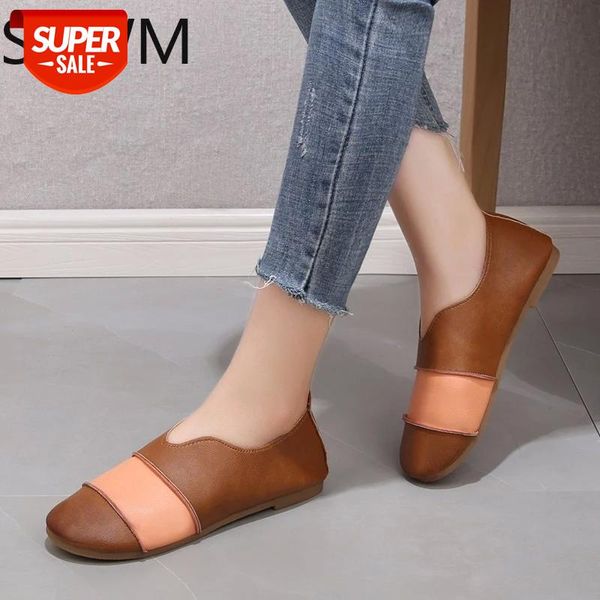 

female flat women pu shoes autumm loafers outdoor walking footwear casual soft bottom slip on 2020 round toe footwear large size #ui3u