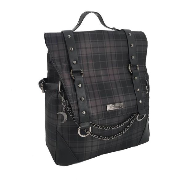 

backpack men's and women's plaid pu rivet rock chain