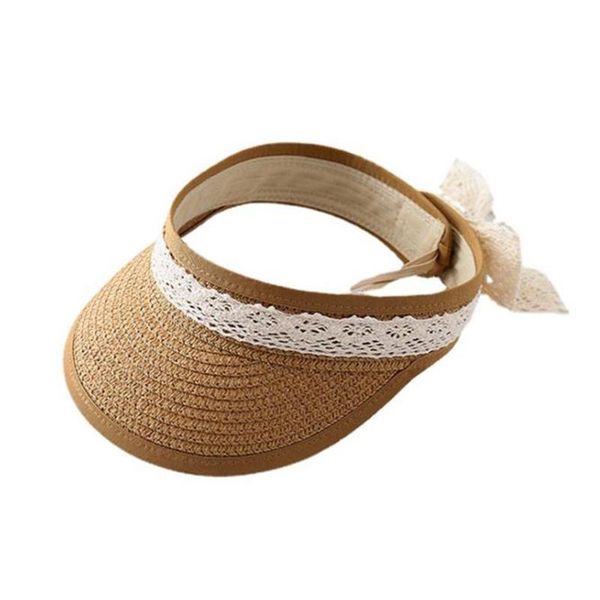 

caps & hats fashion kids visor cap lace trim sun-resistant baseball hat straw with bowknot for summer fall accessories, Yellow