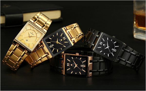 Relogio Masculino Wwoor Gold Watch Homens Quadrado Mens Relógios Top Marca Luxo Quartzo De Quartzo Aço Inoxidável Aço Inoxidável Relógio de Relógio de Relógio Minimalista