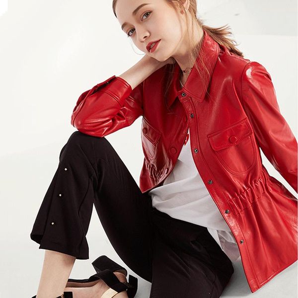 

women's leather & faux ayuynsue genuine jacket women korean vintage sheepskin coat clothes 2021 spring autumn sm008 yy1948, Black