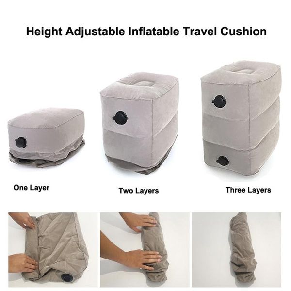

pillow inflatable height adjustable kids flight footrest two valves design travel foot pad rest