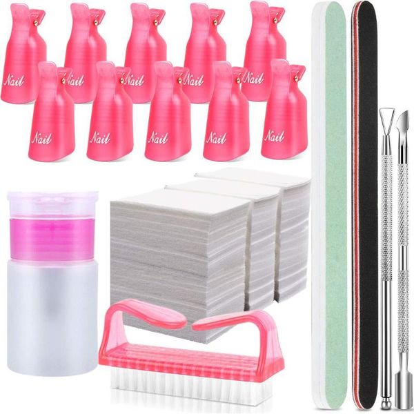 

nail art kits ealicere 8pcs tools set gel polish remover clip files buffer sponge cuticle pusher brushes varnish manicure