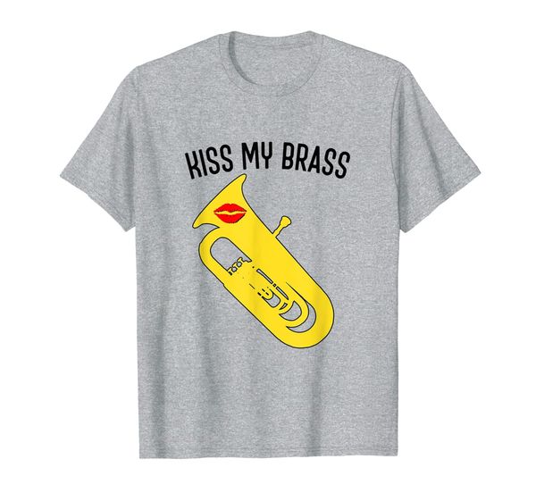 

funny tuba t-shirt kiss my brass. concert marching band gift, White;black