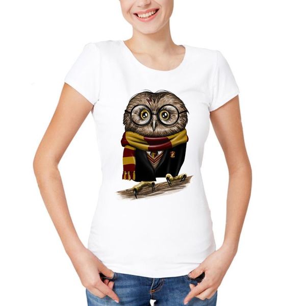 

women's t-shirt 2021 summer owly potter printed t shirt women asian size brand clothing fashion, White