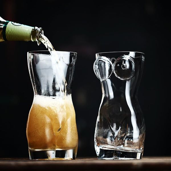 

wine glasses creative lady men body shape durable double wall whiskey s glass big chest beer cup 700ml/400ml/30ml
