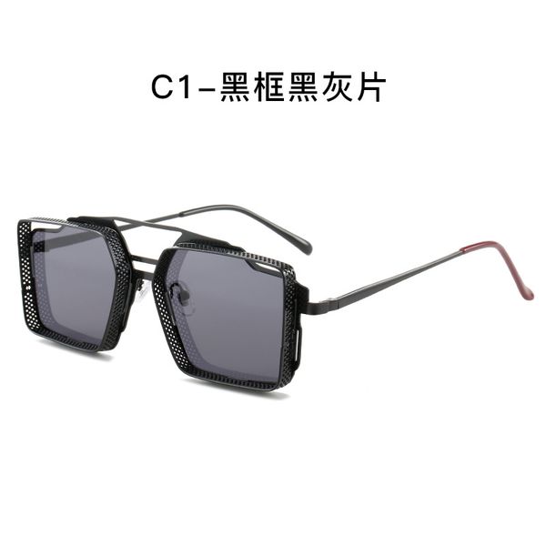 

new retro steampunk sunglasses men metal hollow box eyeglasses women trendy double beam golden mercury noodles glasses party catwalk male fu, White;black