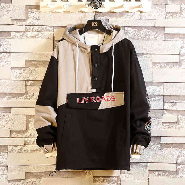 

men's hoodies & sweatshirts moletom com capuz masculino, blusÃ£o de manga longa estampado alta qualida para estrada, hip hop, stree, Black