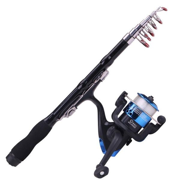 

mini portable fishing rod spinning carbon fish hand tackle sea ocean pole boat rods