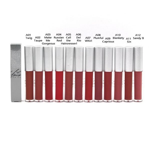 Matte Lip Gloss Lips Glosses Luster Lipgloss Hidratante Natural 12 Cores Tubos de Prata Maquiagem Lipper