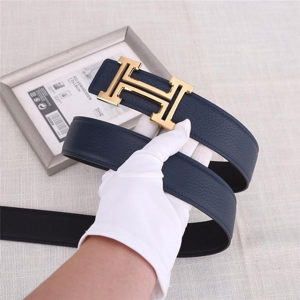 

belts luxury designer men's and women's double-sided leather smooth buckle youth belt leisure business nibber fashion, Black;brown