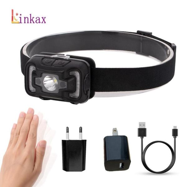 

portable xte cob sensor headlamps 5 modes 18650 head usb rechargeable handband lights camping/fishing headlights