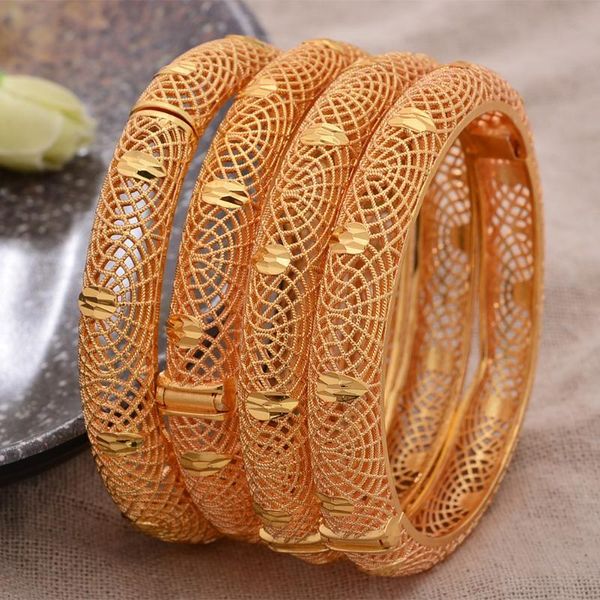 

4pcs/lot dubai gold color bracelet bangles for women girls african wedding jewelry bride french bijoux bangle, Black