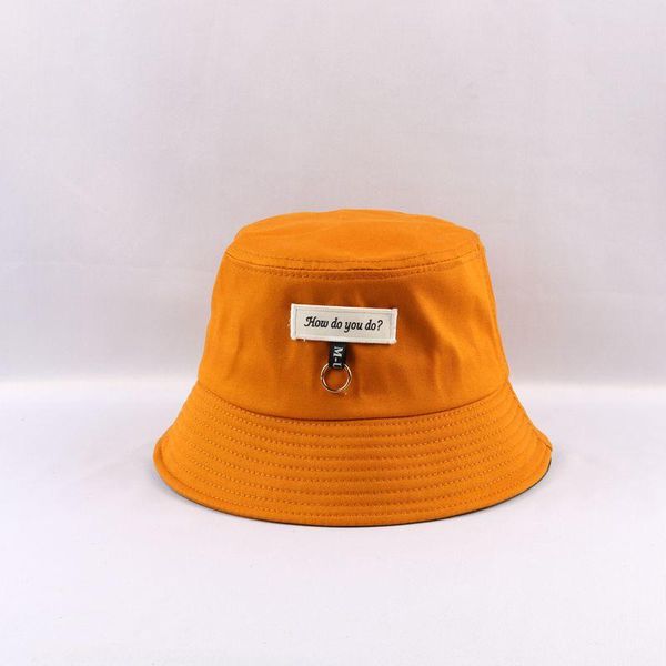 

cloches &d letter design pure color fisherman bucket hat, Blue;gray