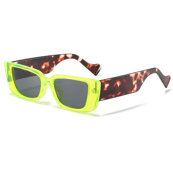 

vintage green rectangular sunglasses women 2021 leopard small shades sun glasses female lady eyeglass uv400, White;black