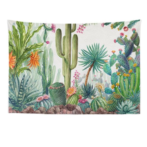 

tapestries drop tapestry wall fabric saguaro plants printed hanging watercolor art floral hippie cactus carpet boho