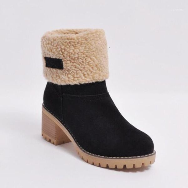 

boots arrivals women winter shoes women warm plush snow non-slip high heels platform ankle for11 gmap, Black