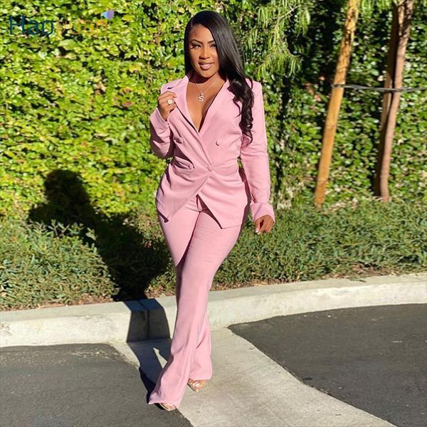 

two piece set women jumpsuit long sleeve button suit coat bodycon pants fall office ladies clothing fashion club outfits, Black;white