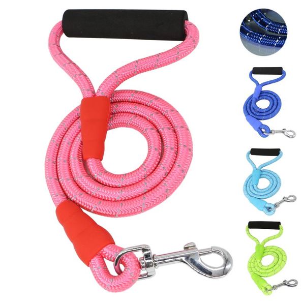 

dog collars & leashes leash nylon reflective foam handle for medium large dogs cat pets running walk rope tenacity 1.0cm 1.2cm