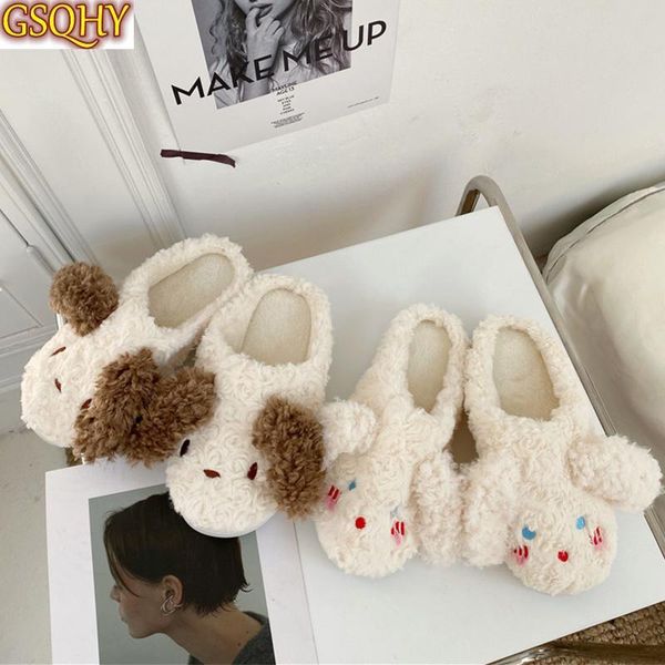 

women warm slippers furry home indoor female slipper soft comfortable shoes bedroom casual cotton flip flop 2021, Black