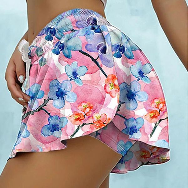 

yoga outfit buscrunch skirted shorts printing running cycling biker women 2 in 1 marathon quick dry gym sport