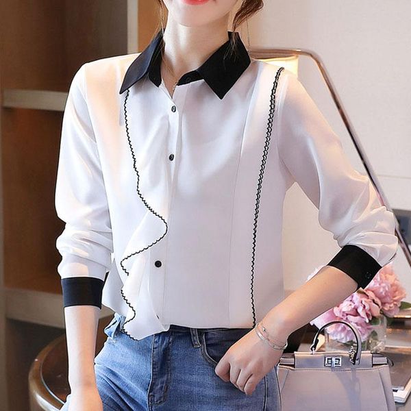 

autumn women's blouse and 2021 white shirts for women chiffon shirt blusas femininas elegantes clothes 0809 blouses &