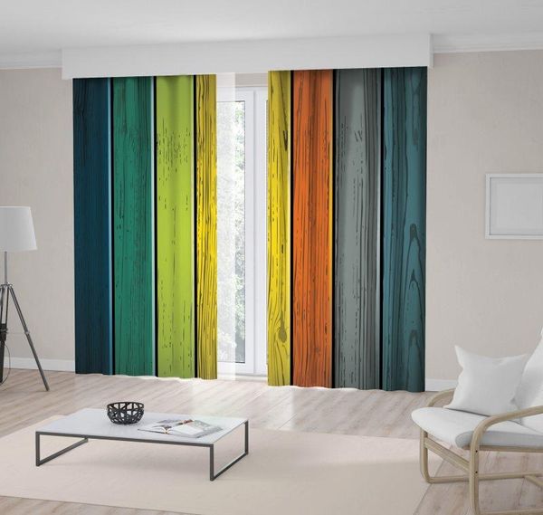 

curtain & drapes colorful wood wall with vertical panels vintage decorating stylish print navy blue green yellow brown