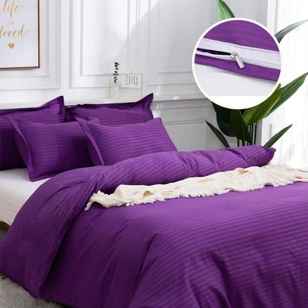 

bedding sets 3pcs cotton set satin strip luxury soft bed linens duvet cover and pillowcases comforter